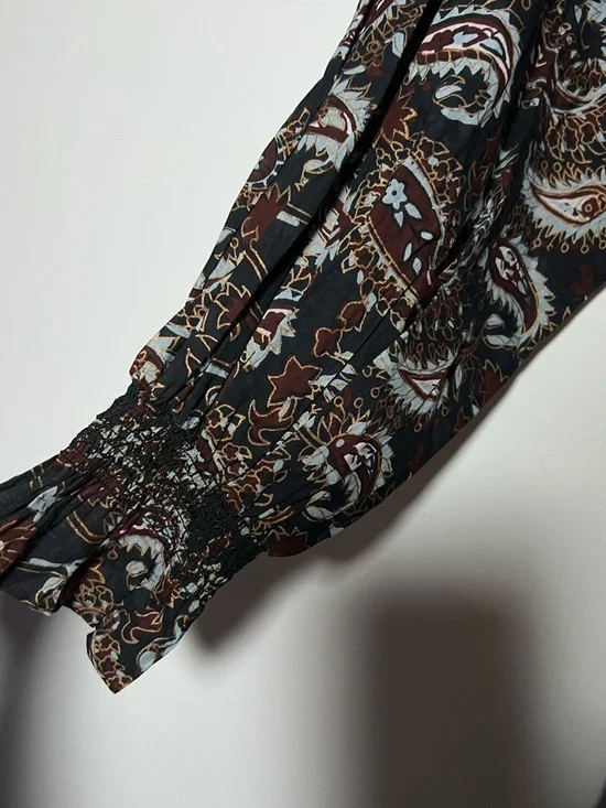 Cleobella Carolyn Ruffle Mini Dress Avolon Paisley Block Print Organic Cotton - Picture 8 of 15